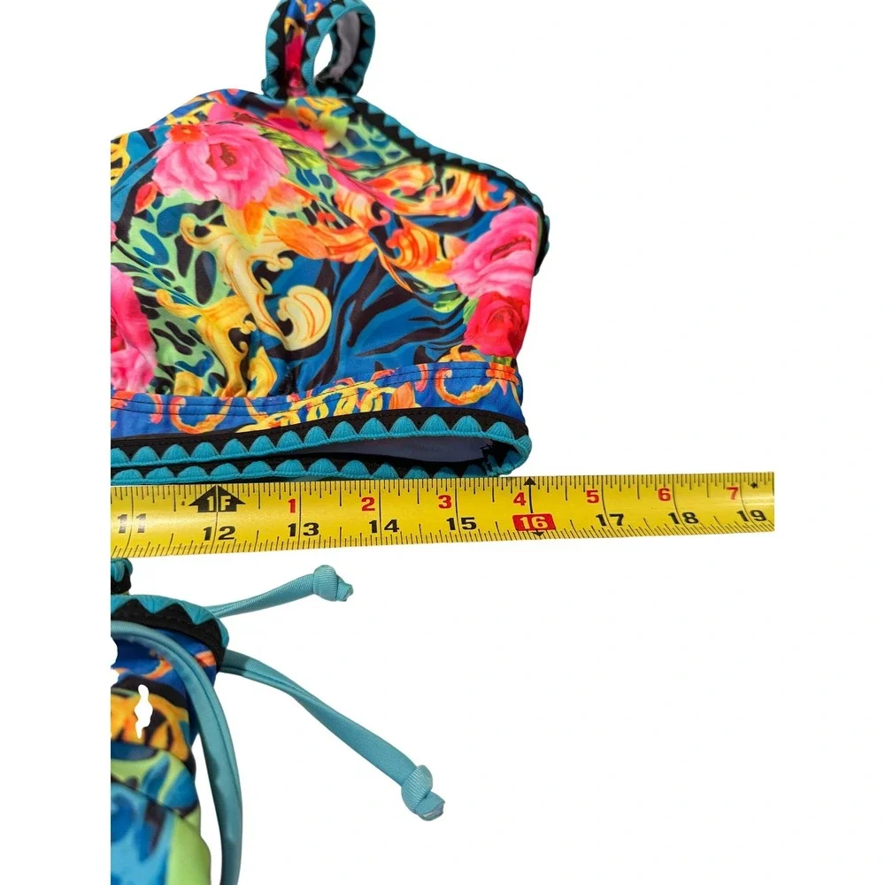 High Waisted Bikini XL Embroidered Versace-style Kono‎ Kalakaua Hawaii 5-0
